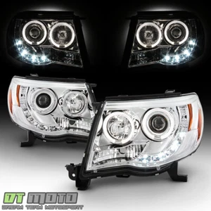 For 2005-2011 Toyota Tacoma Runner LED DRL Halo Projector Headlights Left+Right - Picture 1 of 11