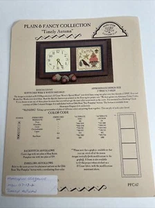 Homespun Elegance Timely Autumn Clock Cross Stitch Pattern - Picture 1 of 4