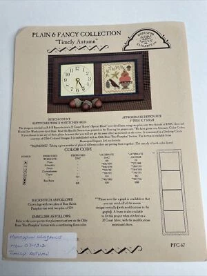 Homespun Elegance Timely Autumn Clock Cross Stitch Pattern - Image 1 of 4