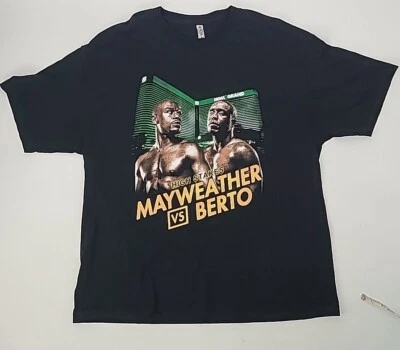 Deadstock Floyd Mayweather Vs Berto Mens T-shirt XL Black Boxing 2015 DoubleSide - Image 1 of 4