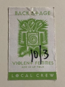 Violent Femmes 10/3 Add It Up Tour Concerto Pass Crew Locale Backstage - Nirvana - Foto 1 di 2
