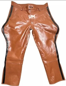 Herren Original Rind Dickleder Polizei Uniform Reithose 1 Schwarz Streifen Reithose - Bild 1 von 3