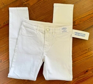 NWT H&M White Skinny Fit Denim Jeans Stretch Girls 9-10Y Adjustable Waist NEW - Picture 1 of 4