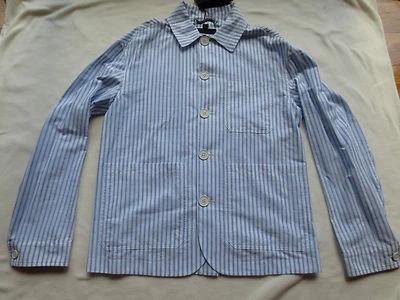 Новый с Ярлыками $1195 BURBERRY PRORSUM мужской синий/белый полоски хлопок пальто/куртка США 36 ЕС 46 - Изображение 1 из 4