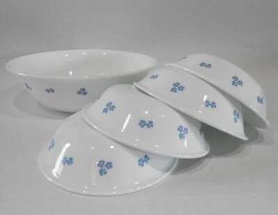 ❤️ JUEGO DE BOCADILLOS DE JARDÍN SECRETO CORELLE 5 piezas azul 1 cuarto de galón para servir y tazones de postre de 10 oz Foto 1 de 4
