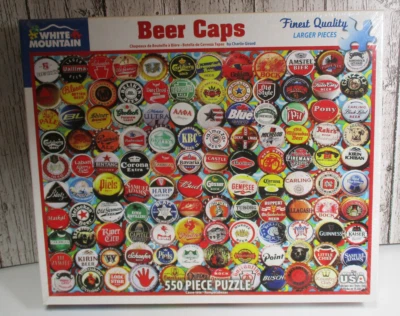 White Mountain Jigsaw Puzzle 550 Pieces "Beer Caps" New Factory Sealed - Image 1 of 4