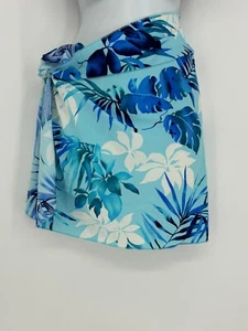 Tropical Floral Blue & White Tie Waist Sarong Women's One Size - Picture 1 of 4