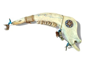 Native American Bison Jawbone Hand Painted - 16” Long - Picture 1 of 5