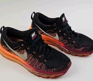 Nike FLYKNIT Max Womens Size 9 Running Shoes Black Orange Pink 620659-015 Multi - Picture 1 of 9