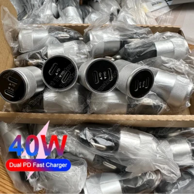 Lote Adaptador Cargador Coche Doble Tipo C PD Rápido 40W Para iPhone 15 14 13 12 8 Samsung Foto 1 de 4