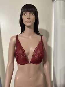 Adore Me Red Bra Plunge Push Up Lace Underwire Padded Women’s Size 34D - Picture 1 of 12