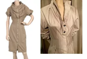 WESTWOOD ANGLOMANIA HI-KRAGEN ABGEWINKELTE TAILLE KNOPF VORNE FAB KLEID 44 NEU MIT ETIKETT VERKAUF! - Bild 1 von 14
