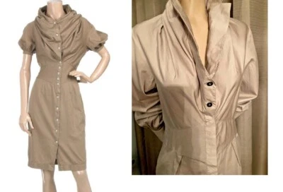 VESTIDO WESTWOOD ANGLOMANIA CUELLO ALTO CINTURA EN ÁNGULO BOTÓN DELANTERO FAB 44 ¡NUEVO CON ETIQUETAS VENTA! Foto 1 de 4