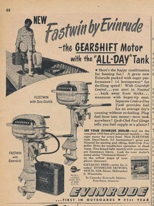Magazine Ad - 1950 - Evinrude Outboard Motors - Fastwin & Fleetwin - Picture 1 of 1