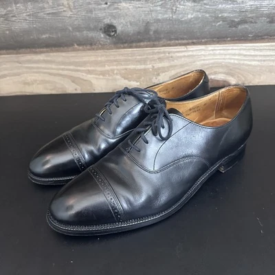 Brooks Brothers Alfred Sargent Oxford Shoes Mens 10 D Black Leather Cap Toe - Image 1 of 4