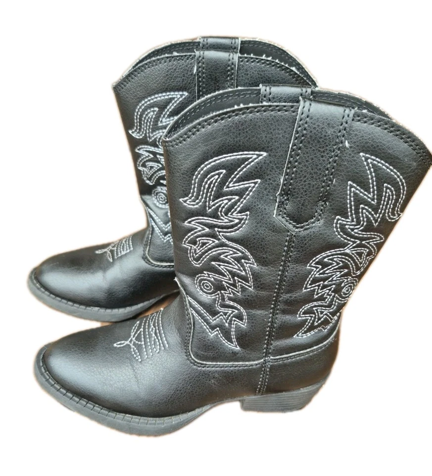 Little Boys Black Cowboy Boots Size 11m Ranch Deer Stags Western Collection  - Image 1 of 4