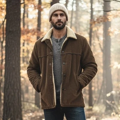 VTG Brittania 70’s 80’s Mens Brown Corduroy Retro Trucker Jacket Sherpa Lined M - Image 1 of 4