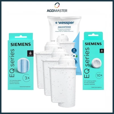 WESSPER Siemens 10 Reinigungstabletten + 3 Entkalkungstabletten + 3 Filter für EQ Series