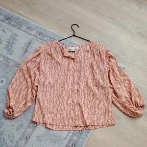 Elizabeth and James pfirsich hellbraun Animal Print Bluse Top mit Ballonärmeln Gr.XS - Bild 1 von 9