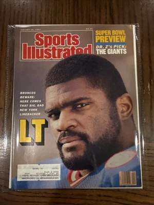 Revista Sports Illustrated 26 de enero de 1987, Lawrence Taylor cubierta en bolsa/tablero Foto 1 de 4