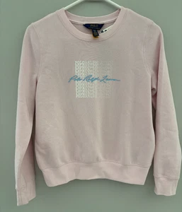 NWT Polo Ralph Lauren Big Girls Graphic Fleece Crew Sweatshirt Pink XL 16 - Picture 1 of 4