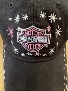 Harley Davidson Damen Baseball Mütze/Cap schwarz&pink mit Strasssteinen verstellbar - Bild 1 von 9