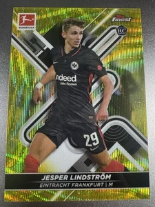 2021 Finest Bundesliga Yellow Wave Refractor /350 Jesper Lindstrom #56 Rookie RC - Picture 1 of 7
