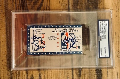 Magic Johnson & Larry Bird Signed Original 1970 All-Star Game Ticket (PSA 10)! - Image 1 of 2