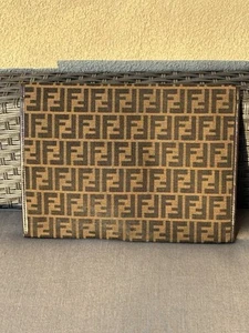 Vintage Authentic FENDI Clutch Portfolio Notebook Case Handbag 1980’s & Logo - Picture 1 of 13