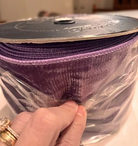 NEU FARRISILK breit 4" x 10 Yard Rolle Samtband Drahtkante violett lila - Bild 1 von 5