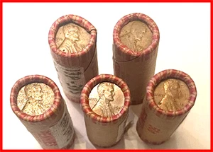 (5) 1909-1958 Lincoln Cent Rolls (250 Coins) 50 Different in Each - Mixed Dates - Picture 1 of 2