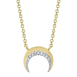 0.02ct Round Brilliant Cut Diamond Crescent Pendant - Picture 1 of 2