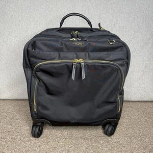 Tumi VOYAGEUR LEGER OXFORD COMPACT 4 Wheel Carry-On Suitcase Black Gold Luggage - Picture 1 of 24