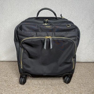 Tumi VOYAGEUR LEGER OXFORD COMPACT 4 Wheel Carry-On Suitcase Black Gold Luggage - Image 1 of 4