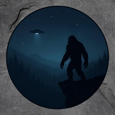 Bigfoot Alien sticker vinyl decal lone cliff encounter starry night ufo forest - Image 1 of 3