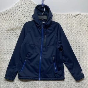 New Balance Hoodie Jacket Men’s M Navy Blue Wind Water Resistant Fleece Full Zip - Picture 1 of 12