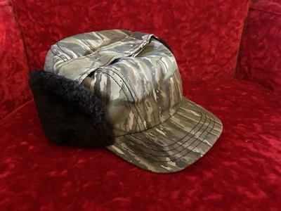 Vintage P Brand Trapper Hat Realtree Camo Faux Fur Insulated Medium Made In USA - Image 1 of 4