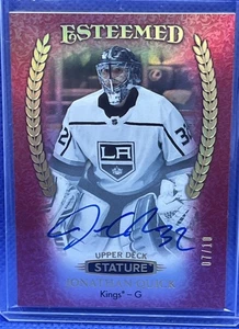 2019-20 Upper Deck Stature Jonathan Quick  Esteemed Auto /10 Los Angeles Kings - Picture 1 of 2