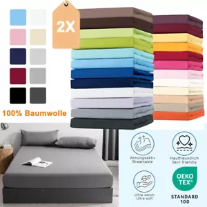 2er Spannbettlaken 100% Baumwolle Jersey Spannbetttuch Betttuch Wasserbett DE - Bild 1 von 23