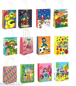 Party Gift Themed Paper Bags Handles Childrens Birthday Christmas Shopping 10pk - Picture 1 of 14
