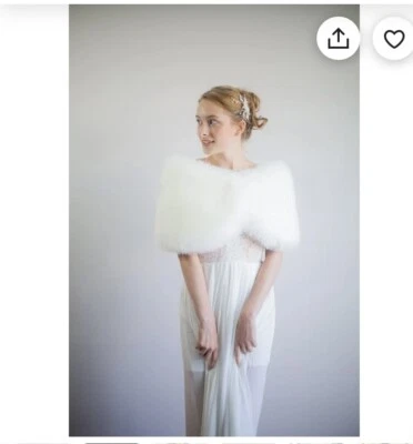 Estola de boda de piel sintética chal envolvente nupcial cierre de encogimiento de hombros marfil claro talla pequeña Foto 1 de 4