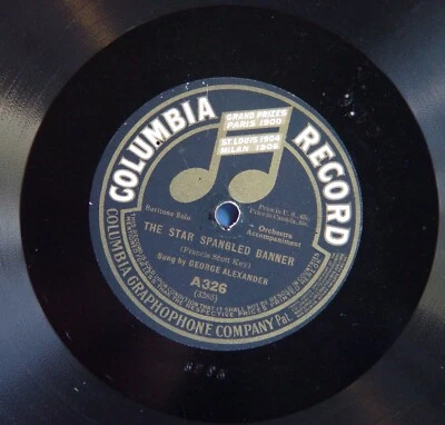 78 RPM 10": Columbia A326 George Alexander Star Spangled Banner Valley Kentucky — 第 1/4 张图片