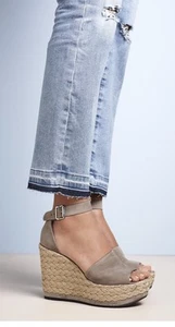 Stuart Weitzman Soho Yute Gal Topo Gamuza Alpargata Sandalia de Cuña 10 NUEVO - Imagen 1 de 8