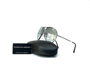 PORSCHE DESIGN P8978 B Shiny silver aviator titanium sunglasses interchangeable - Imagen 1 de 20