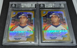 2) 2005 Bowman Chrome Draft Picks Nelson Cruz Gold Refractor RC /50 BGS 9 Mint - Picture 1 of 4