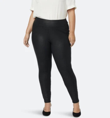 NYDJ Coated Pull on Pants 2X Leggings Faux Leather Black New - Image 1 of 4