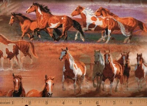 David Textiles Alas Salvajes Tela de Algodón Cuarto de Grasa Cuarto Graso Caballos en el Campo #FA56 - Imagen 1 de 1