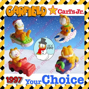 Carl's Jr. 1997 GARFIELD Schneefahrzeug CAT Schneepflug Schlitten Skifahrer IHR Spielzeug WAHL - Bild 1 von 14