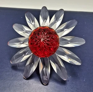 Swarovski Kristall 2000 hellrote Margerite Gänseblümchen Blume Figur - Bild 1 von 4