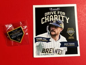 MILWAUKEE BREWERS BRICE TURANG Collector Player Pin & Baseball Card 2024 MLB SGA - Picture 1 of 5